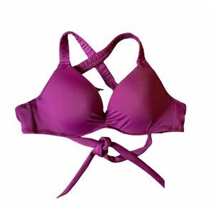 NWT! Women's‎ Cinch Ruffle Strap Bikini Top 34B Acai Purple